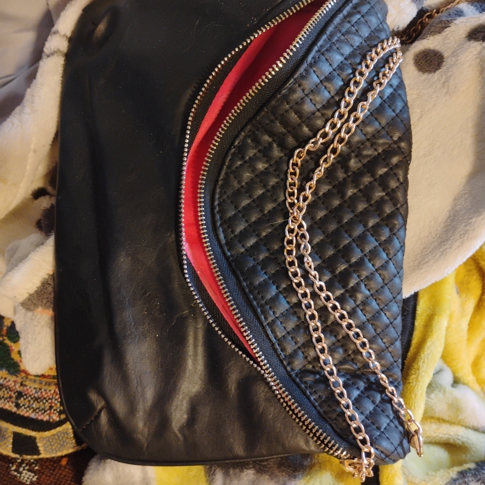 Rampage Black Quilted Shoulder Bag with Gold Chain